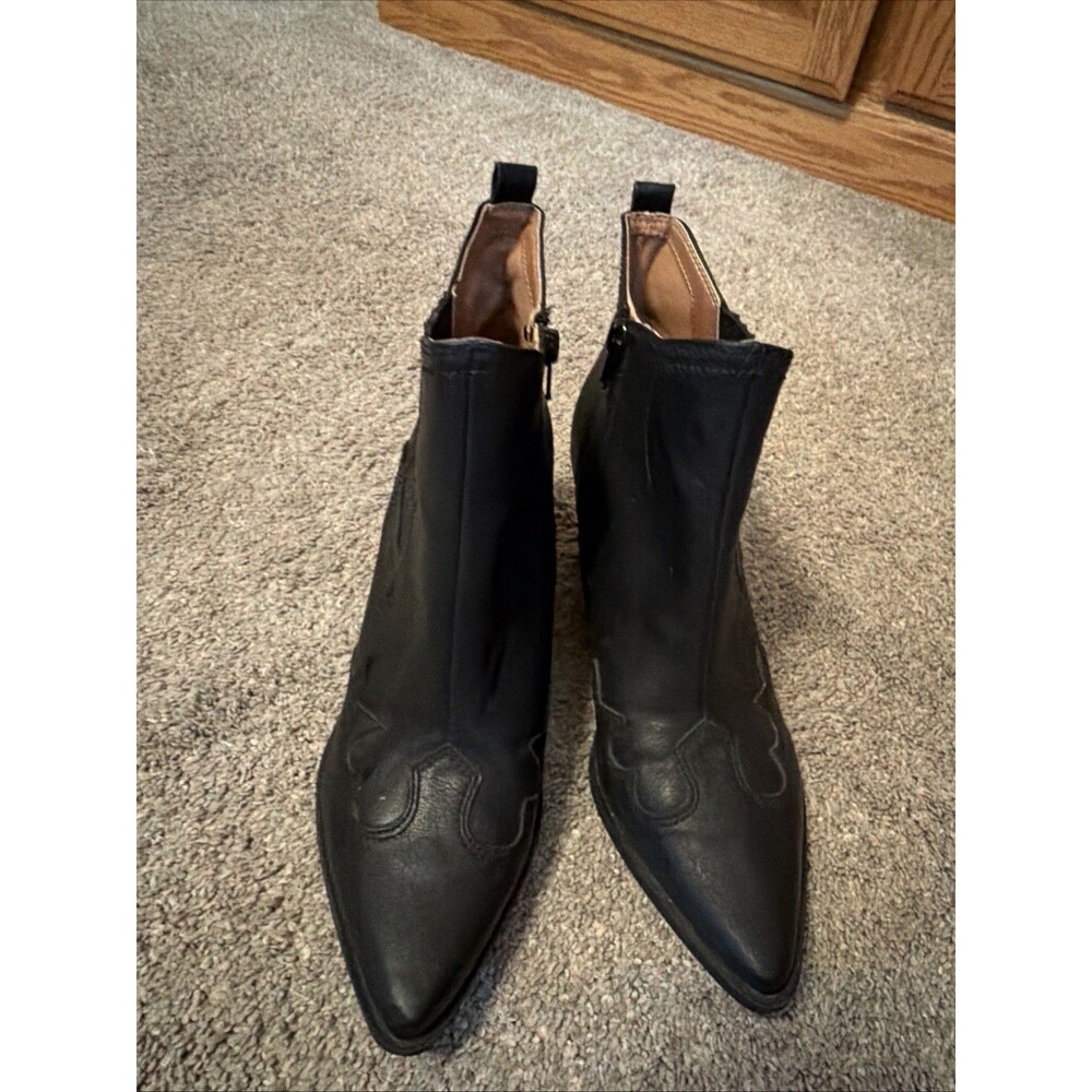 Black Western Ankle Boots Pointed Toe Hobo Country Gal Women Sz 9 M SIDE ZIP